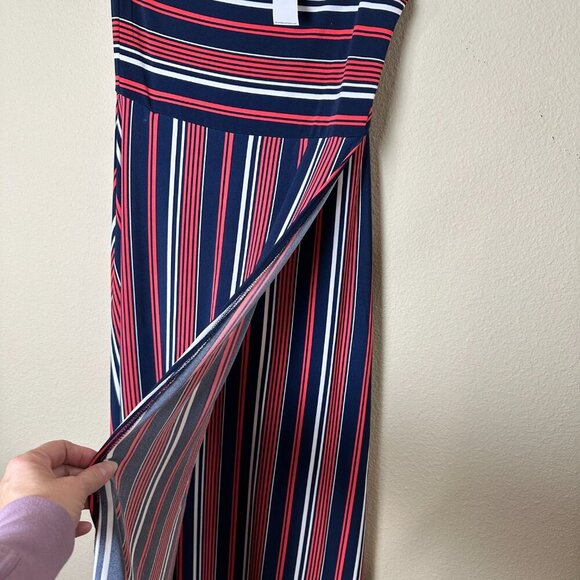 NWT BANANA REPUBLIC Striped Strapless Maxi Dress w Side Slit Size Medium - Picture 5 of 8